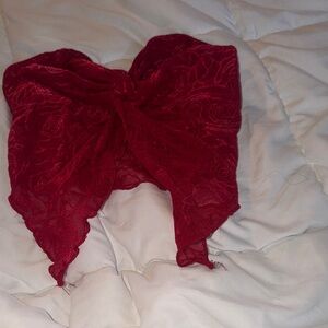 Red Lace Bow Top